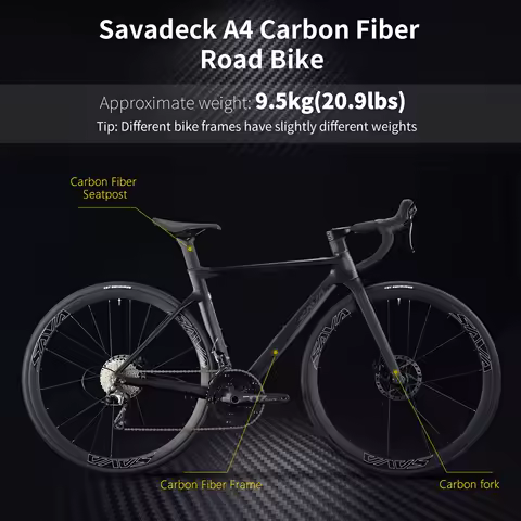 SAVA A4 Carbon Fiber Road Bike, 700C Adult Racing Bike, Equipped With SHIMANO TIAGRA R4700, 20-Speed