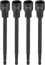 QUARKZMAN Pack of 4 14 mm 6-Point Socket Spanner Socket with 1/4 Inch Hex Shank, 150 mm Long Metric 