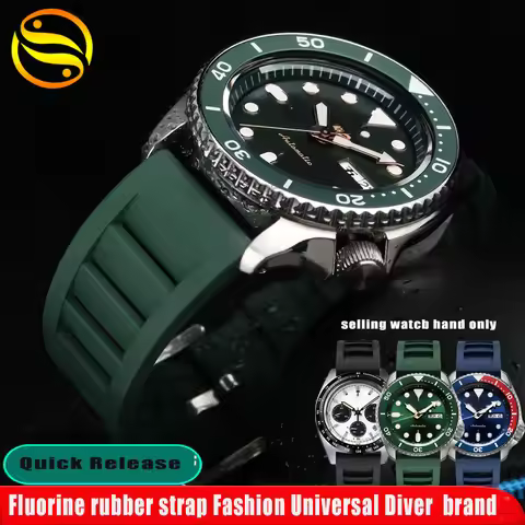 20mm 22mm Fluorine rubber strap For Seiko IWC Waffle Strap Bracelets Fashion Universal Mens Diver Si