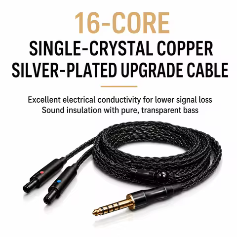 16 Core Single Crystal Copper Headphone Upgrade Cable For Sennheiser HD800 HD800S HD820 4.4mm to XLR