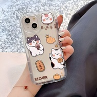Photo frame airbag soft case for iphone 14promax 11 13 12 7Plus 6 6s XR X XS Max Cute Fortune Cat cover