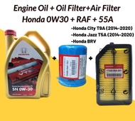 Honda Genuine Fully Synthetic SN 0W-30 Engine Oil + Honda Oil Filter And Air Filter