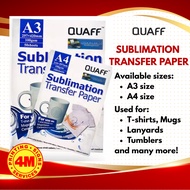 QUAFF Sublimation Transfer Paper A3 A4 Size 100gsm 100 sheets Sublimation Paper