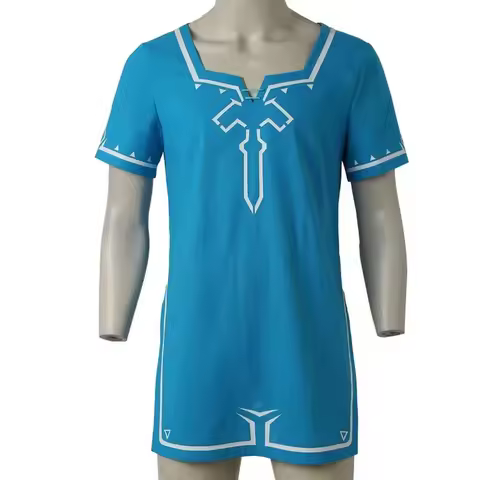 ♥AA Adult men Breath of the wild cosplay link shirt costume blue top clothes Coszei New 2026