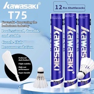 Kawasaki Shuttlecock Badminton,T75 Durable Duck Feather Shuttlecocks/Badminton Balls For Training Pr