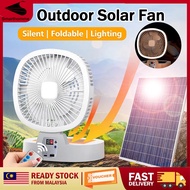 🔥Camping Solar Fan Protable Rechargeable Fan Long Battery Wireless Foldable Electric Fan with Light 