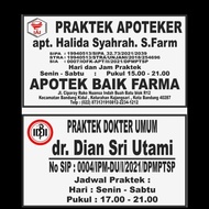 DISKON plang nama JALAN TOKO DOKTER APOTEKER akrilik 60 X 40 cm