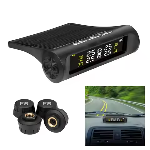 TPMS Solar Tire Pressure Sensor Car Tire Pressure Monitoring System with 4 Wheel Internal External S
