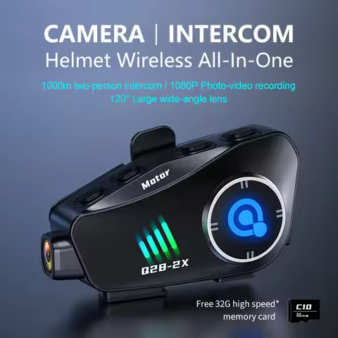 Q28 Motorcycle Helmet Bluetooth Intercom 1080P HD Wireless Camera Super Wide-angle Lens IP66 Waterpr