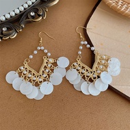 Yin Wei hoa tai bohemian móc đeo Tai Nữ Bông Tai Lông Vũ Phong cách dân tộc Retro hoa tai kỳ nghỉ