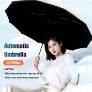 7 Colors Optional Automatic Umbrella 24 Ribs Auto Open Umbrella UPF50+ 23 Inches Windproof Folding U