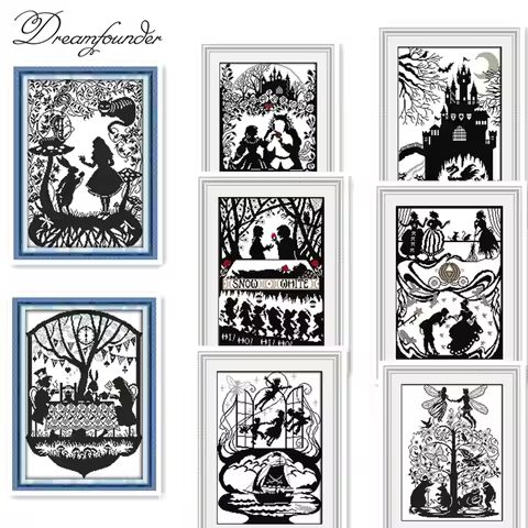 8 patterns available Fairy tales Alice Wizard of Oz cross stitch kit Cinderella Dragon 18ct 14ct 11c