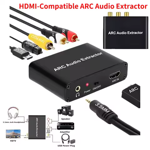 HDMI-Compatible ARC Audio Extractor ARC To SPDIF Coaxial L/R Stereo 3.5mm Jack Audio Adapter for HDT