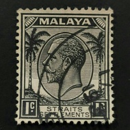 1936 & 1937 Stamp Straits Settlements-1c black & 2c green & 4c orange & 5c brown & 10c dull purple K