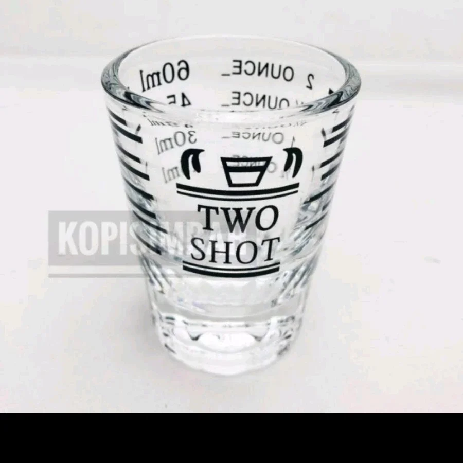 Gelas Kopi Kaca Bulat Borosilicate Ukuran Double Shot Espresso Unik Kapasitas 60ML Gelas Takar Ukur