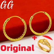 Philippines Ready Stock Saudi Gold Pure 18k Pawnable Legit Earrings for Women Round Earrings Gifts for Women Korean Style Party Wedding Engagement Birthday Gifts Ladies Decorations Buy 1 Take 1 Free Promise Ring
