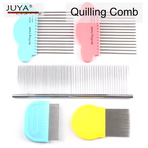 JUYA Quilling Comb, 4 styles, Blue and Pink is traditional style, 2 functions comb and 2 small combs