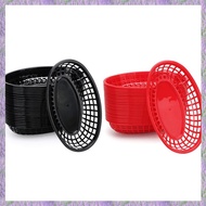 24Pcs Plastic Basket Serving Tray French Fries Basket Oval Fast Food Tray Restaurant Bar Fries Food