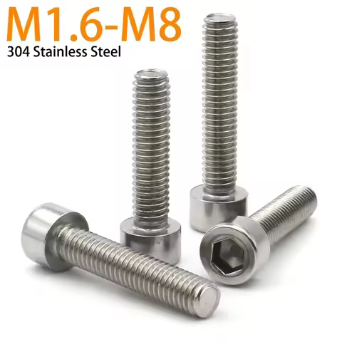 2-20pcs M1.6 M2 M2.5 M3 M4 M5 M6 M8 DIN912 304 Stainless Steel A2-70 Hexagon Hex Socket no knurled C