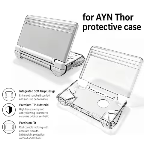 TPU Protective Case For AYN Thor Handheld Game Console Split Full‑Cover Shell Clear Translucent Blac