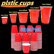 50Pcs Plastic Cup Red Cups Shot Glass Party Festival Disposable Partyneeds Supplies