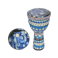 [okoogee]African Hand Drum 8 Inch Djembe Drum Percussion Instrument with Colorful Art Patterns for C
