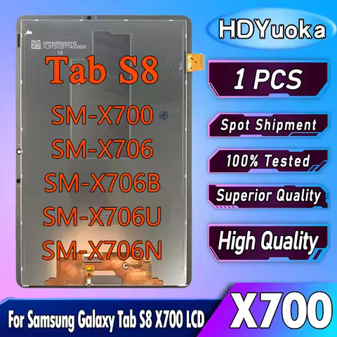 11" High Quality For Samsung Galaxy Tab S8 LCD X700 X706 X706B X706U LCD Display Touch Screen Digiti