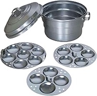 Aluminium Idly Maker/Steamer/Cooker/paanai_Wt-1500 Gram (16 kuzhi) Silver