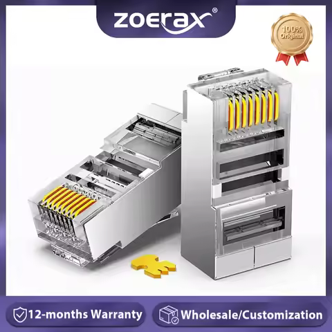 ZoeRax 50pcs Cat6 RJ45 Ends Cat6 Connector, Cat6 / Cat5e RJ45 Connector, Ethernet Cable Crimp Connec