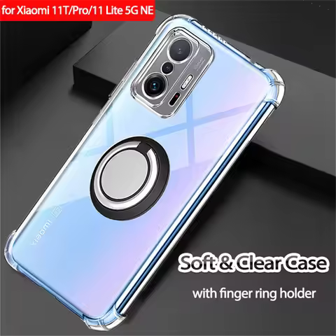 Ring Case for Xiaomi POCO X5 M4 M6 F5 X6 F6 Shockproof Transparent Clear Bumper Soft Phone Cover Red