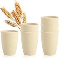 SINOGE Wheat Straw Cup Reusable Drinking Cups Set of 6 - Unbreakable & Lightweight Glasses Drinking 