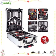 MOLIHA 187Pcs Tools Set, Trolley Box Type Wheeled Trolley Tool Box Set, Portable Carbon Steel Profes