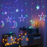 Star Night Light❧LED lantern flashing light string light star moon light starry star curtain light s