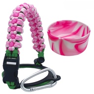 Aquaflask Accessories-Flower Paracord Handle and Colorful Silicone Cover Boot Set Aquaflask Accessories Set Protective Sleeve Portable Handle Rope for 12oz, 14oz, 18oz, 22oz, 32oz, 40oz, 750ml, 1000ml Wide Mouth Tumbler