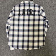 ที่มีคุณภาพสูงเสื้อ amiri ฤดูใบไม้ผลิแฟชั่นแบรนด์ตรวจสอบเสื้อแขนยาวด้านบนสบาย ๆ หลวมสำหรับผู้ชายและผ