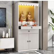 XY^White Buddha Niche Altar Household Gray Altar Clothes Closet with Door God of Wealth Altar Altar Avalokitesvara Buddh