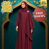 ZOE ARISAH [FREE SHAWL] Hajrah Zarmeen Abaya Satin Muslimah 2026 Lace Shanaya Jubah Plus Size Dubai 