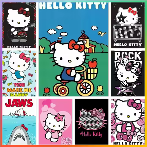 Hello Kitty Sanrio Kawaii Cartoon Diamond Painting Cross Stitch 5D DIY Puzzle Art Mosaic Embroidery 