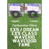 CARBURETOR FIBRE EX5 Dream / Class / Wave100 / Wave100R / Fame Plastik Hitam INSULATOR Carburator Fiber Upper / Lower