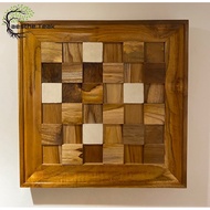 Teak wood wall decoration measuring 40x40 clear finishednatural