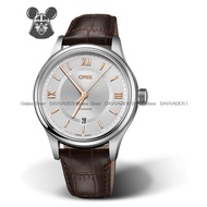 ORIS 0173377194071-0752032 Men's Analog Watch Classic Date Automatic Leather Strap Silver Brown *Original