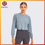 Lululemon Innovative yoga athletic women's long-sleeved crew-neck cropped top. ds124