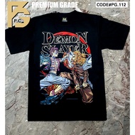 PG 112 Demon Slayer Rengoku vs Akasa T-Shirt Leather Pattern Black Tight Screen Print Soft Fabric Co