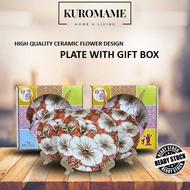 KUROMAME Ceramic Printed Flower Plate Door Gift Hadiah Pinggan Goodies Souvenir Cenderahati Kenduri 