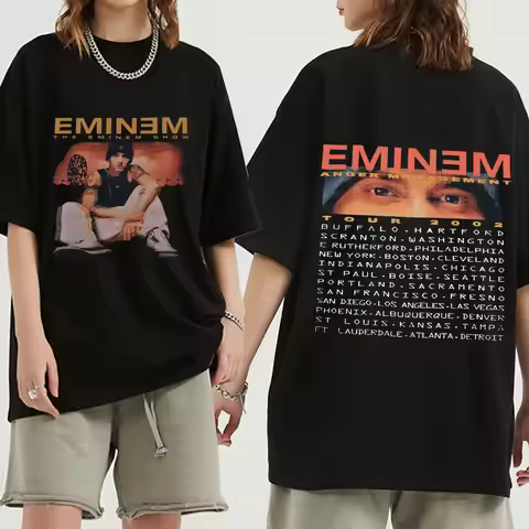 Eminem Anger Management Tour 2021 T Shirt Vintage Harajuku Funny Rick Tee Shirts Sleeve Men T Shirt 