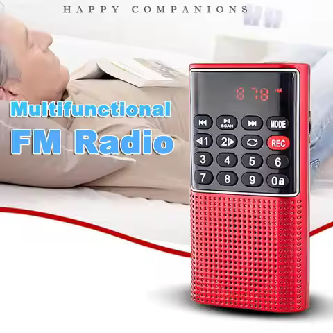 L-328 Mini Portable Pocket FM Radio Handheld USB TF MP3 Walkman Radios with Recorder Rechargeable Ba