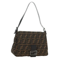 FENDI Zucca帆布單肩包 黑色 棕色 正品 183663V