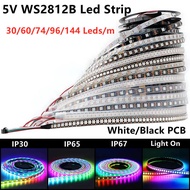 1M/5 Mét/Cuộn DC5V WS2812B Led Strip 30/60/74/96/144 Leds/M WS2812 Đen/Trắng PCB IP30/65/67 Địa Chỉ