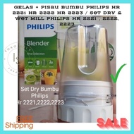 Gelas Pisau Bumbu Philips HR 2221 HR 2222 HR 2223 / Set Dry & Wet Mill Philips HR 2221 2222 2223 GE