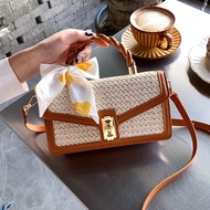 Girls Shoulder Bag Small Square Bag Messenger Bag Portable Girls Bag Woven Crossbody Bag